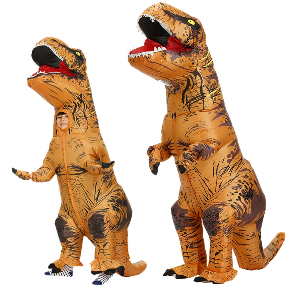 Disfraz de dinosaurio inflable para adultos y niños, traje de fiesta de Halloween de Dino t-rex Purim para carnaval