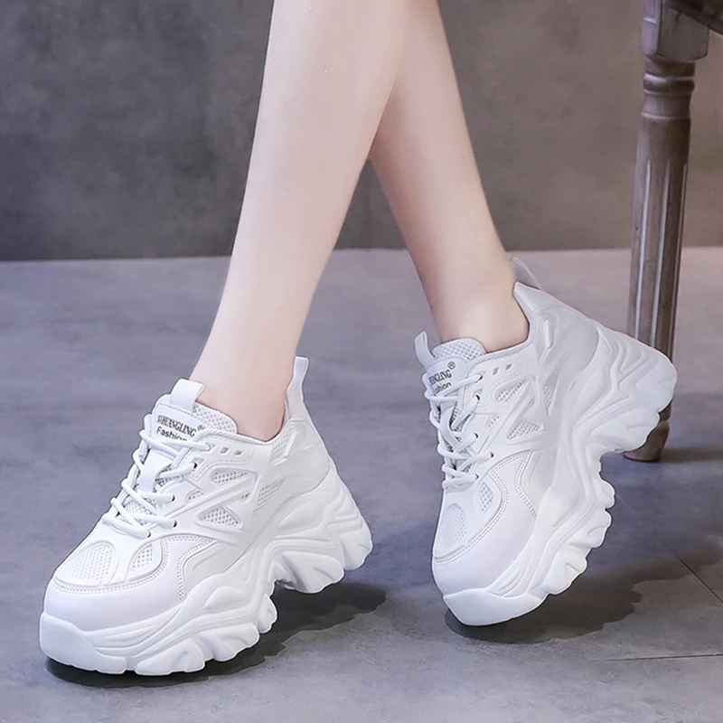 

Rimocy Autumn Chunky Platform Sneakers Women 2021 New Round Toe Lace-up Vulcanize Shoes Woman Breathable Non-slip Runing Shoes