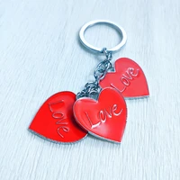 fashion silver couple key ring keychain letters chaveiros heart red love string gift special characteristic car bag metal k0005