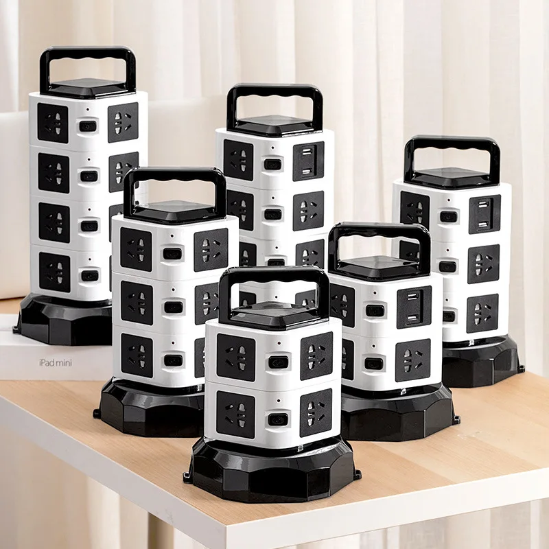 Multi-funcional do Soquete com Linha Perfurada da Torre de Usb Linha Giratória Vertical