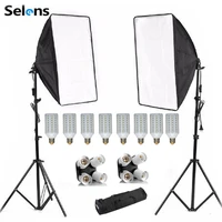 photography softbox lightbox kit 8 pcs e27 led photo studio camera lighting equipment 2 softbox 2 light stand with carry bag