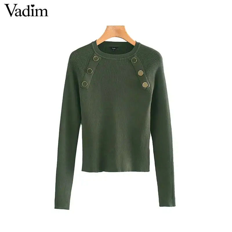 Женское элегантное платье vadim с декоративной пуговицей Вязаные свитеры Длинные