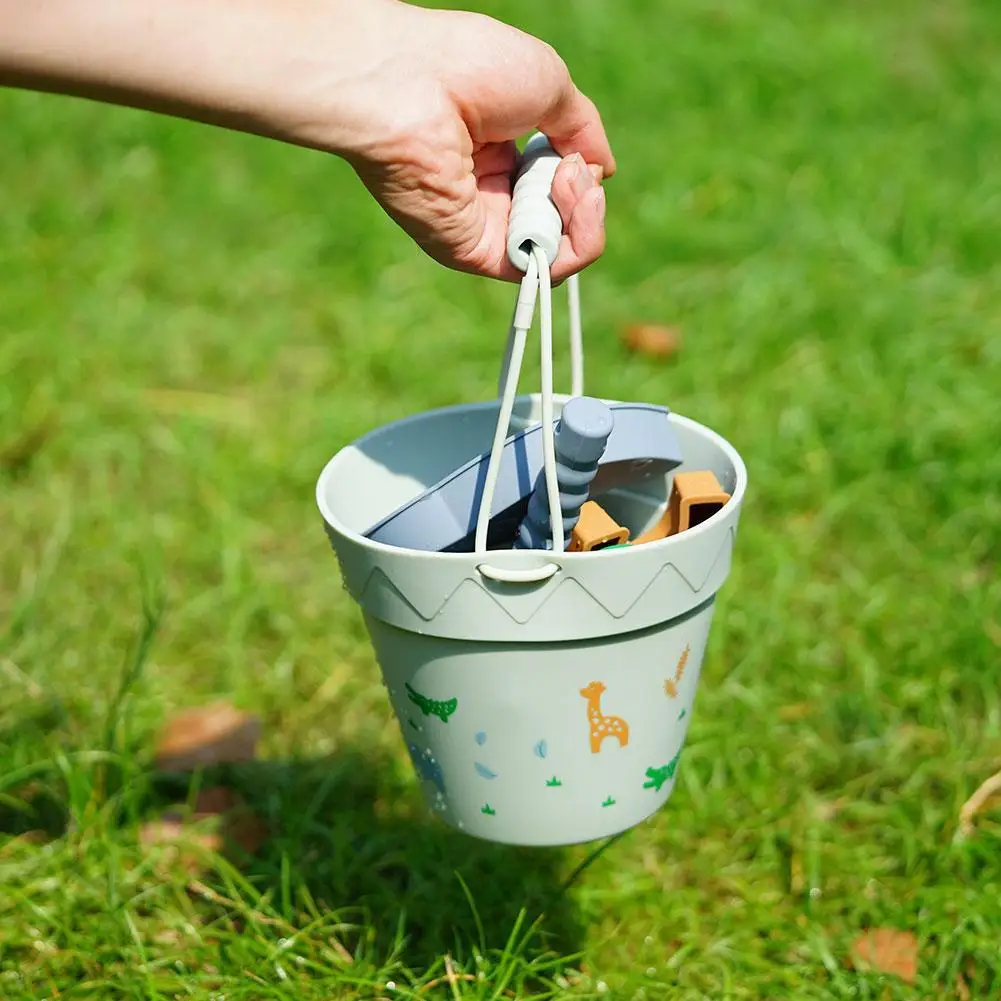 

Seaside Beach Sand Toys Elephant Giraffe Crocodile Animal Shape Cute Animal Model Sand Mold Tools Silicone Beach Bucket Set