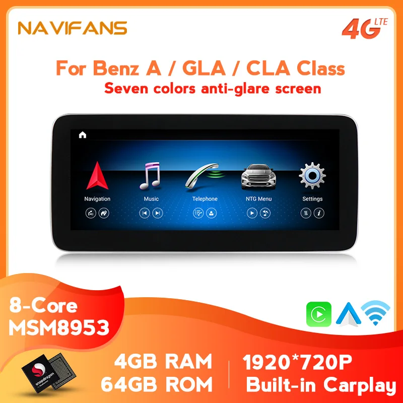 

MSM 8953 Android 10.0 Eight Core 4G+64G HD Car Multimedia Radio Player GPS For Mercedes benz A class W176 / GLA X156 / CLA C117