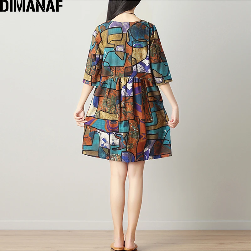 

DIMANAF 2021 Summer Plus Size Women T-Shirt Indie Folk Cotton Linen tshirt Vintage Lady Tops Tunic Tees Loose Casual Clothing