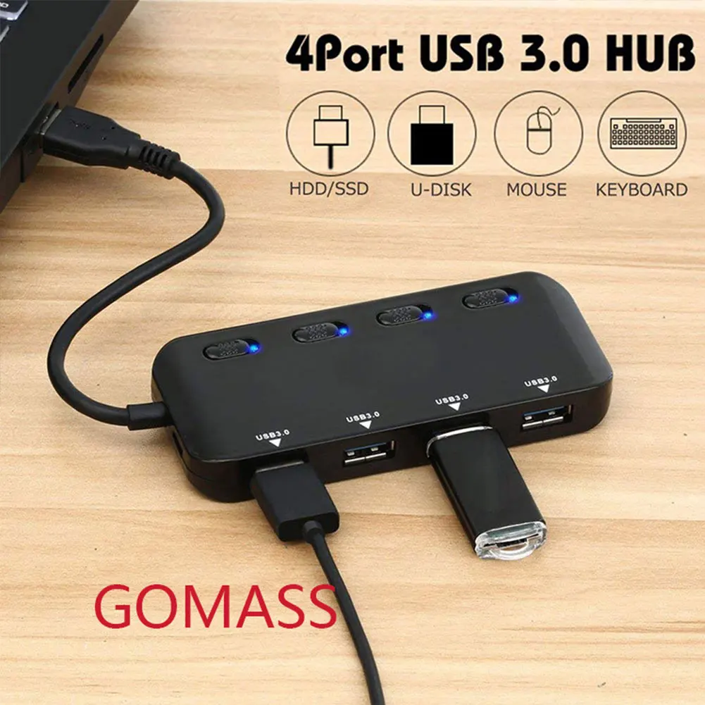 

Splitter USB Hub High Speed 4 Port Micro Tablet Laptop Computer Notebook