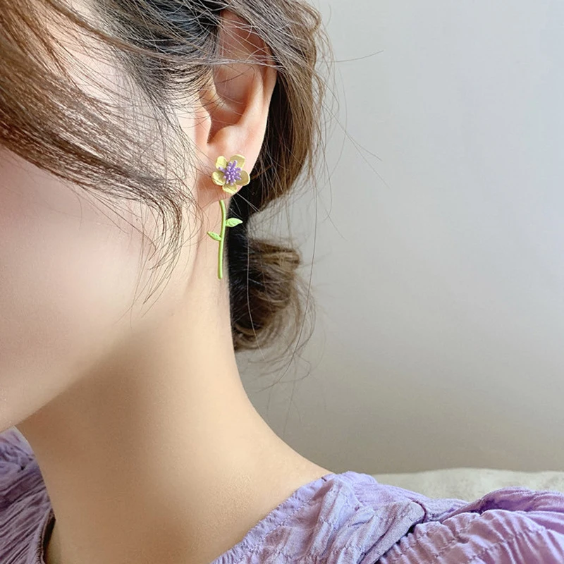 DoreenBeads Маргаритка цветок листья глина уха куртка серьги гвоздики многоцветный