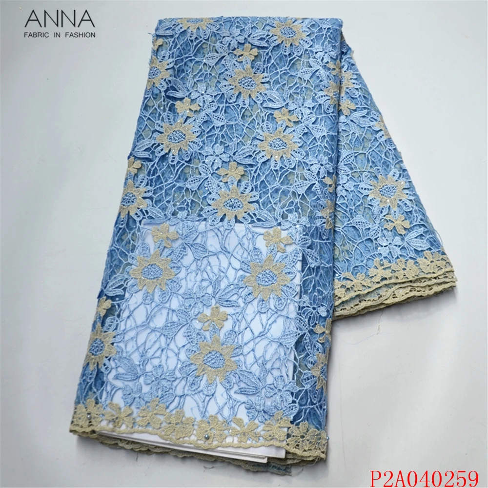

Anna nigerian embroidery sequins mesh comfortable french net lace fabrics with beads african tulle material for sewing dress