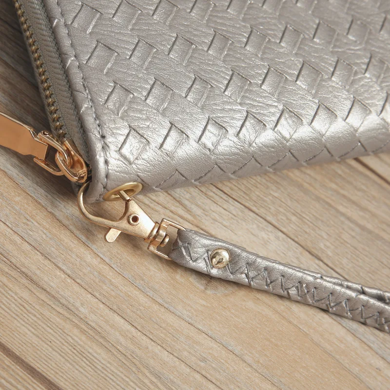 

Women's Wallet Long Woven Leather Bag Luxury Brand Clutch Phone bag Fashion Ladies Wallet Large Capacity Zipper Female Purse