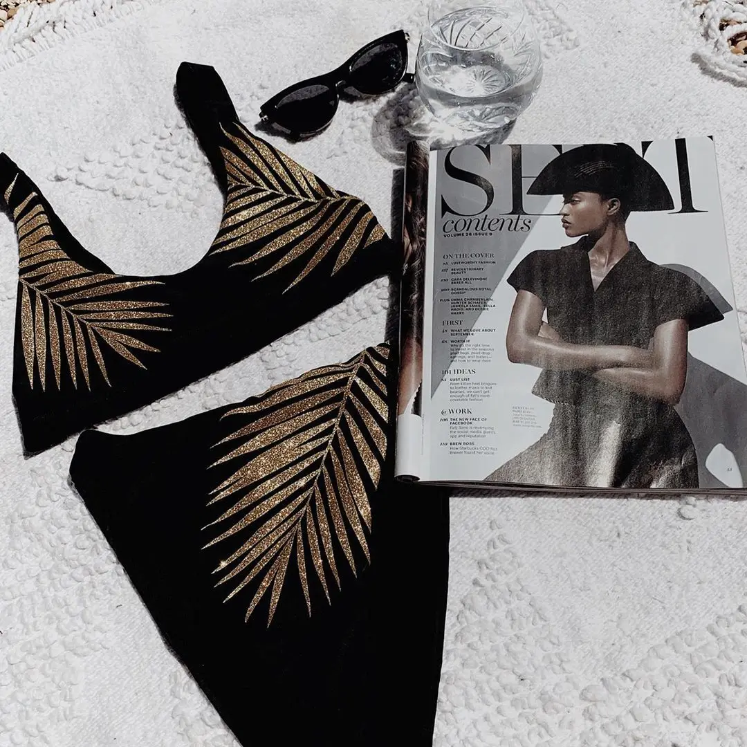 Женский купальник бикини из двух предметов с листом без косточек комплект