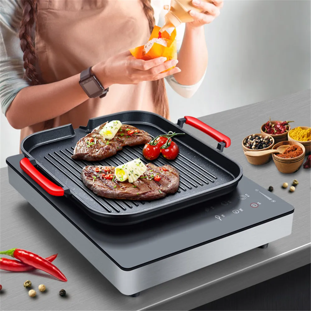 

Barbecue Grill Tray Aluminum Alloy Barbecue Frying Pan Plate Non-stick Square Korean BBQ Tray Kitchen Cooking Cookware Camping