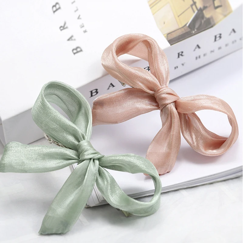 Корейский стиль новый бант Vogue двухслойная шелковая шпилька Han тип газовая