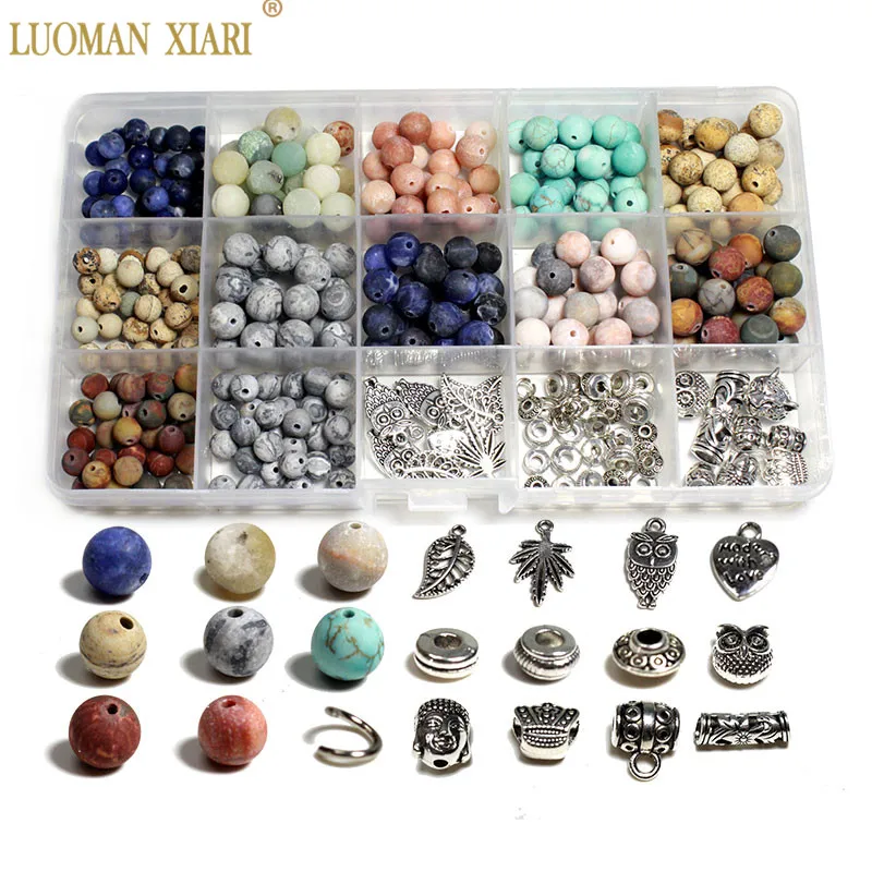 

Новинка 2020, наборы для изготовления ювелирных изделий, круглые матовые бусины из натурального камня, подвески, браслет ручной работы, рукоделие
