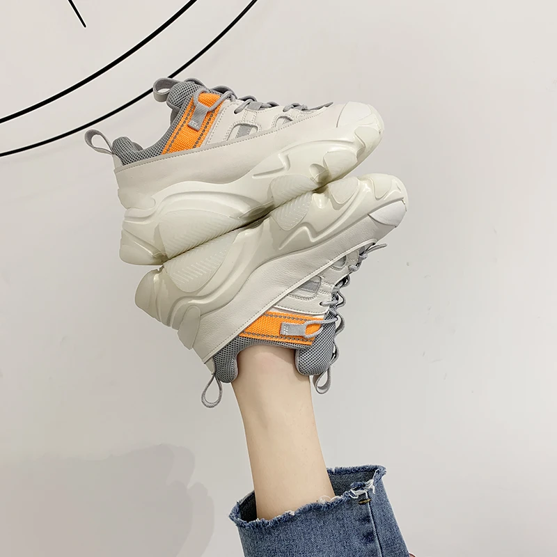 2020 весенние женские кроссовки на платформе Дизайнерские повседневные шнуровке