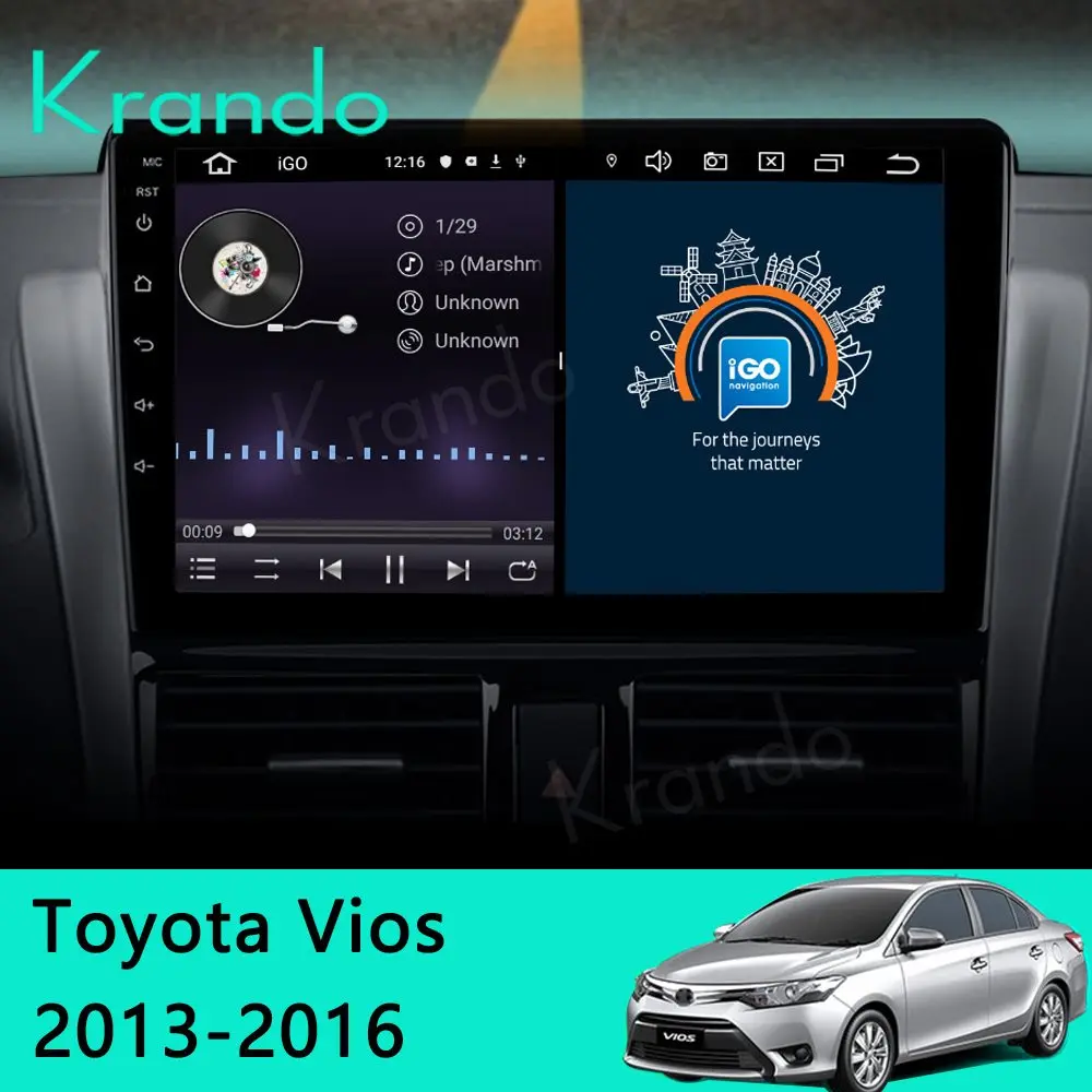 Krando Android 10 0 9 &quotIPS полный сенсорный автомобильный мультимедийный радио для Toyota Vios