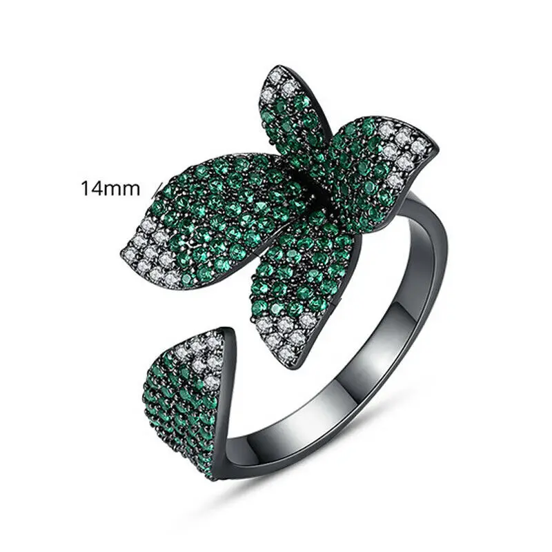 Кольцо в виде цветка с кристаллами модные стразы листьев регулируемые кольца на