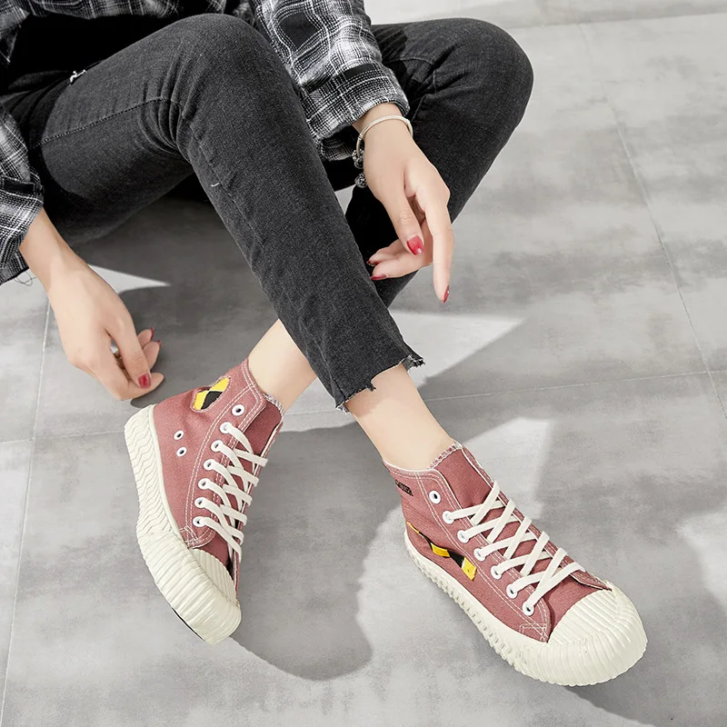 Парусиновая обувь с высоким берцем Женская Осенняя в Корейском стиле новые