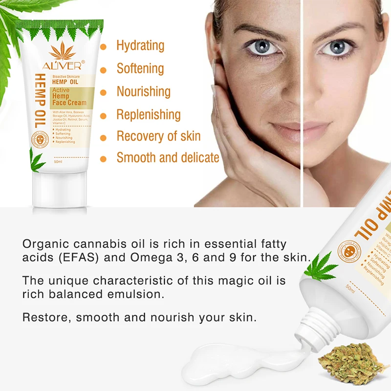 

Moisturizing Firming Skin Hemp Oil Shrinking Pores Face Cream Brighten Skin Facial Nourishing Cream Wholesale