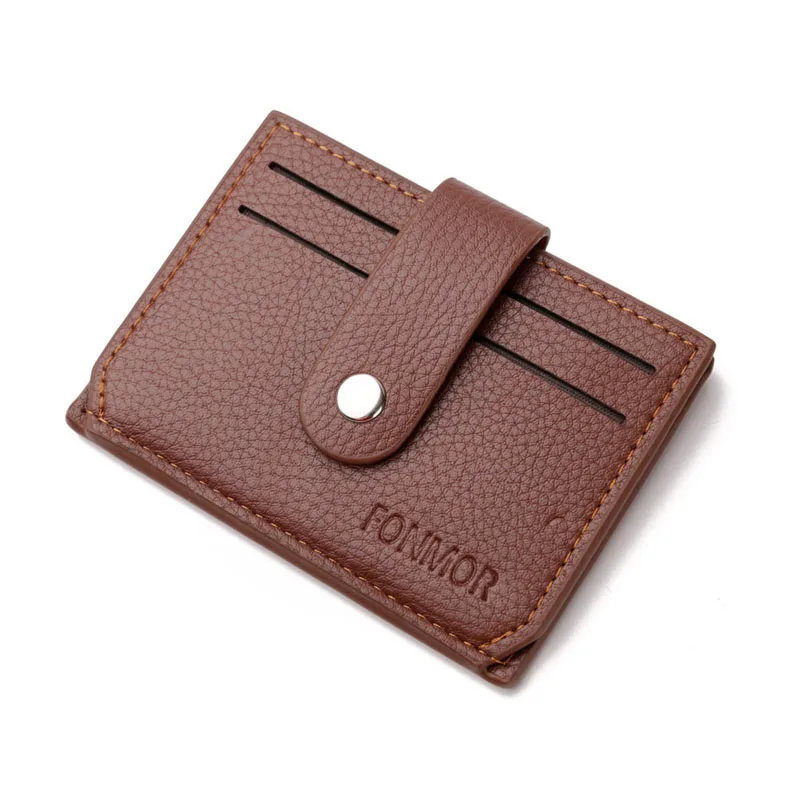 Коричневый Fashion Unisex Card Holder Women PU Slim Small Wallet Card Retro Leather Men Wallet Business Package Coin Purse Card Holder - Цвет: Коричневый