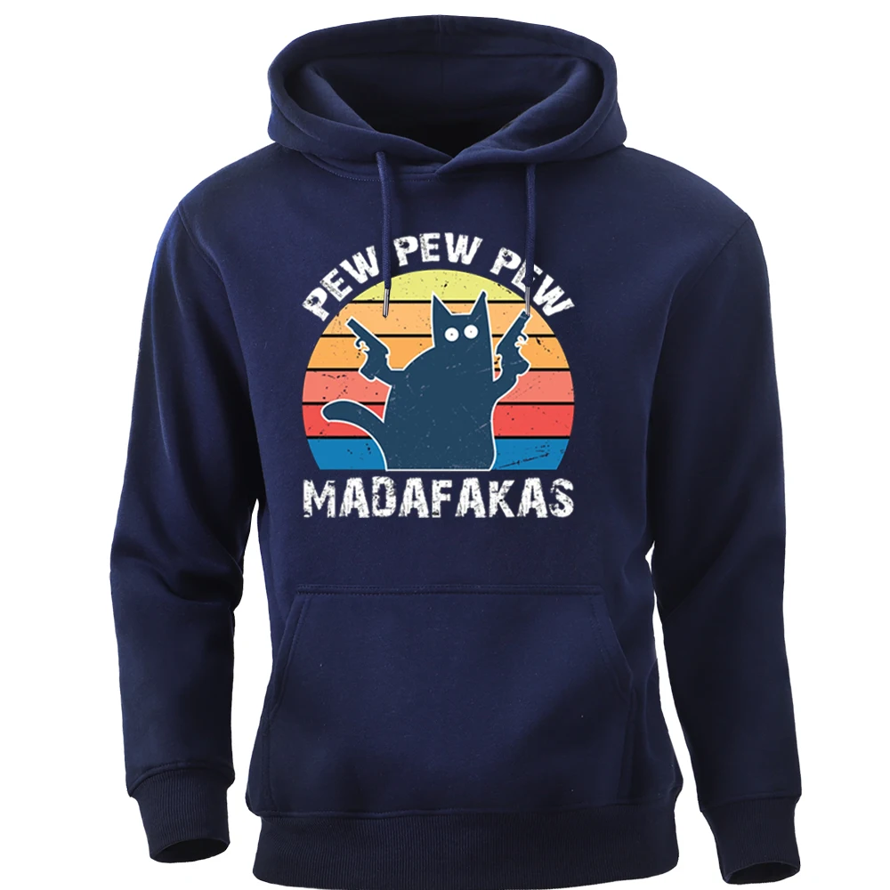 

Funny Cat Pew Madafakas Hoodie Hoodies Sweatshirts Hooded Streetwear Men Crewneck Pullovers Hoody Male Fleece Tops Tracksuits