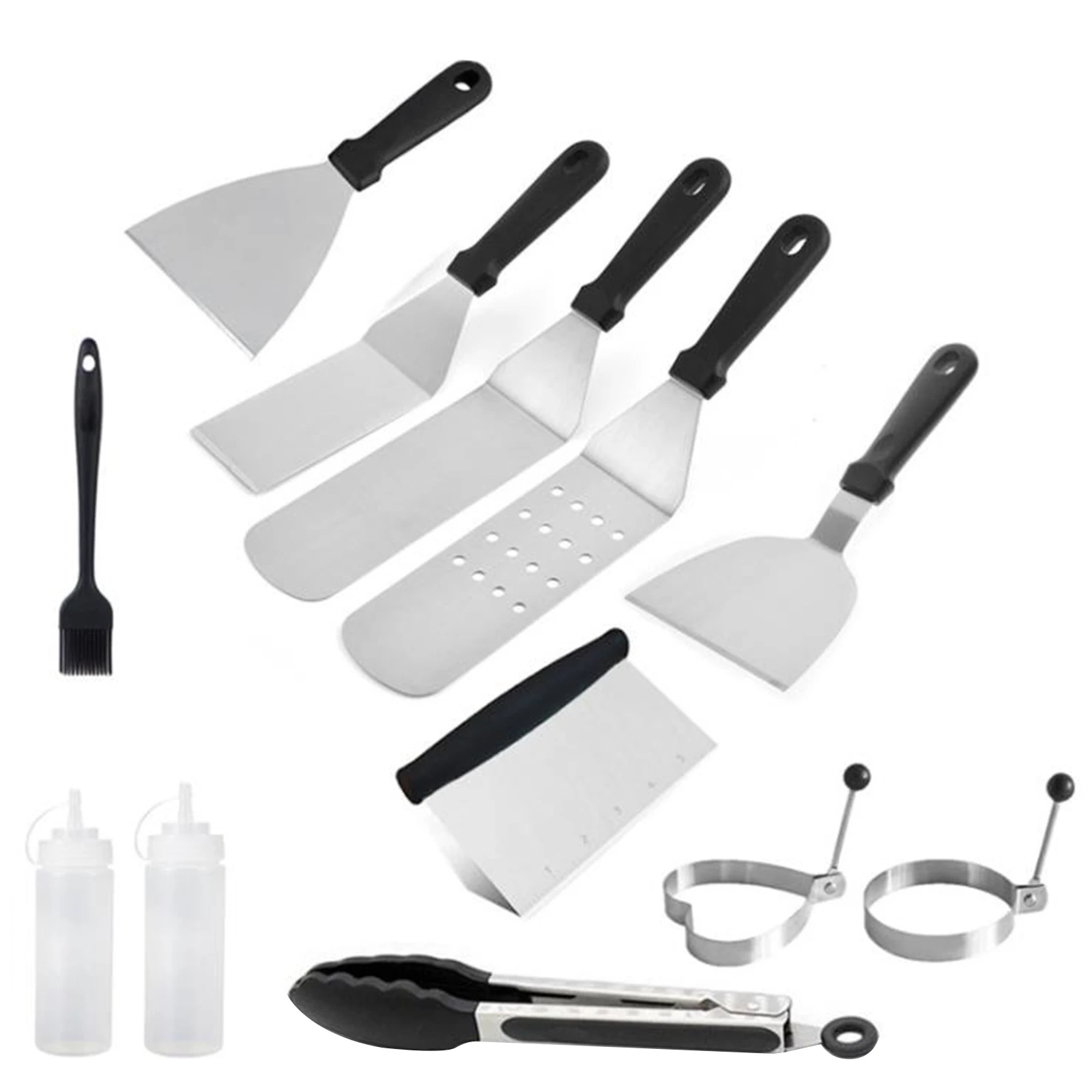 

12 Pcs Grills For Outdoor Accessories Set Kitchen Stainless Steel Spatula BBQ Tools Pancake Griddle Cook Utensil DIY Barbecue