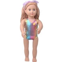 18 inch girls doll clothes sparkling rainbow swimsuit doll dress american doll skirt newborn baby toys fit 43 cm baby dolls c913