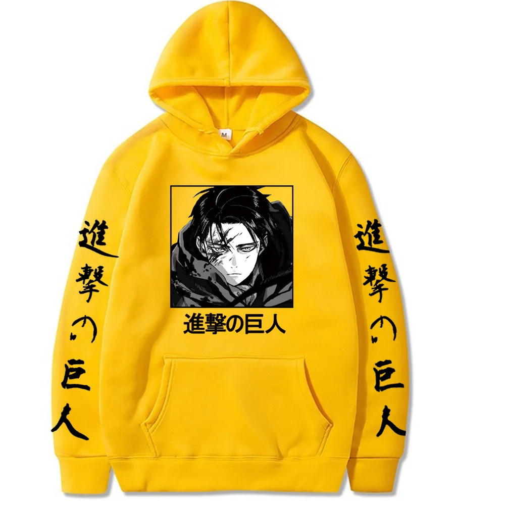 

Hot Anime Attack on Titan Hoodies Levi Ackerman Hooded Swearshirts Women Men Unisex Casual Loose Pullovers Clothing For Spring
