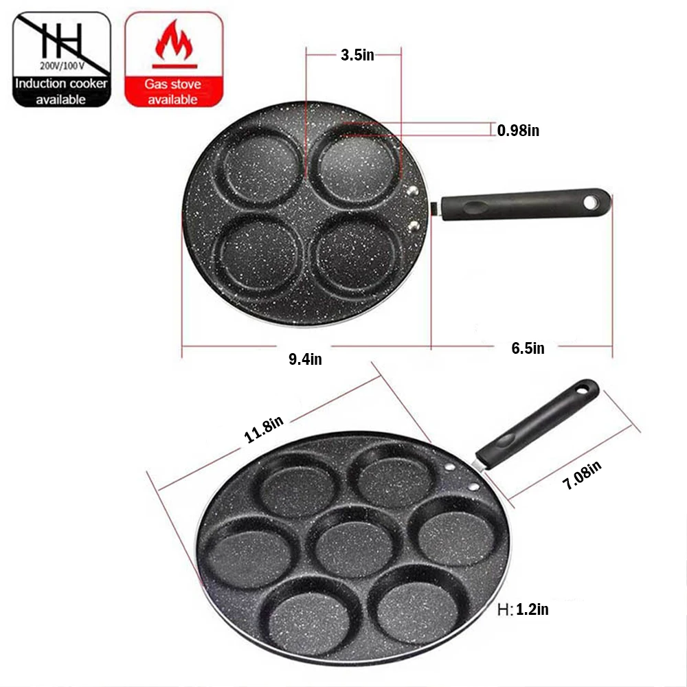 

Four-hole Seven-hole Frying Pot Thickened Omelet Pan Non-stick Egg Pancake Steak Pan Cooking Egg Ham Pans Breakfast Maker