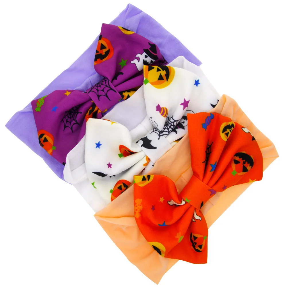Baby Halloween Headband Large Bow Headbands for Kids Photo Props Newborn Wide Warm Headwrap Top Hairbows Bebes Headwear Hairband | Мать и