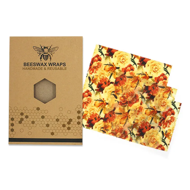 Flower Многоразовая пищевая пчелиная ткань, обернутая Пчелой пищевая упаковка, кухонные принадлежности, сумка для хранения, зеленая сумка для хранения, посылка - Цвет: Flower