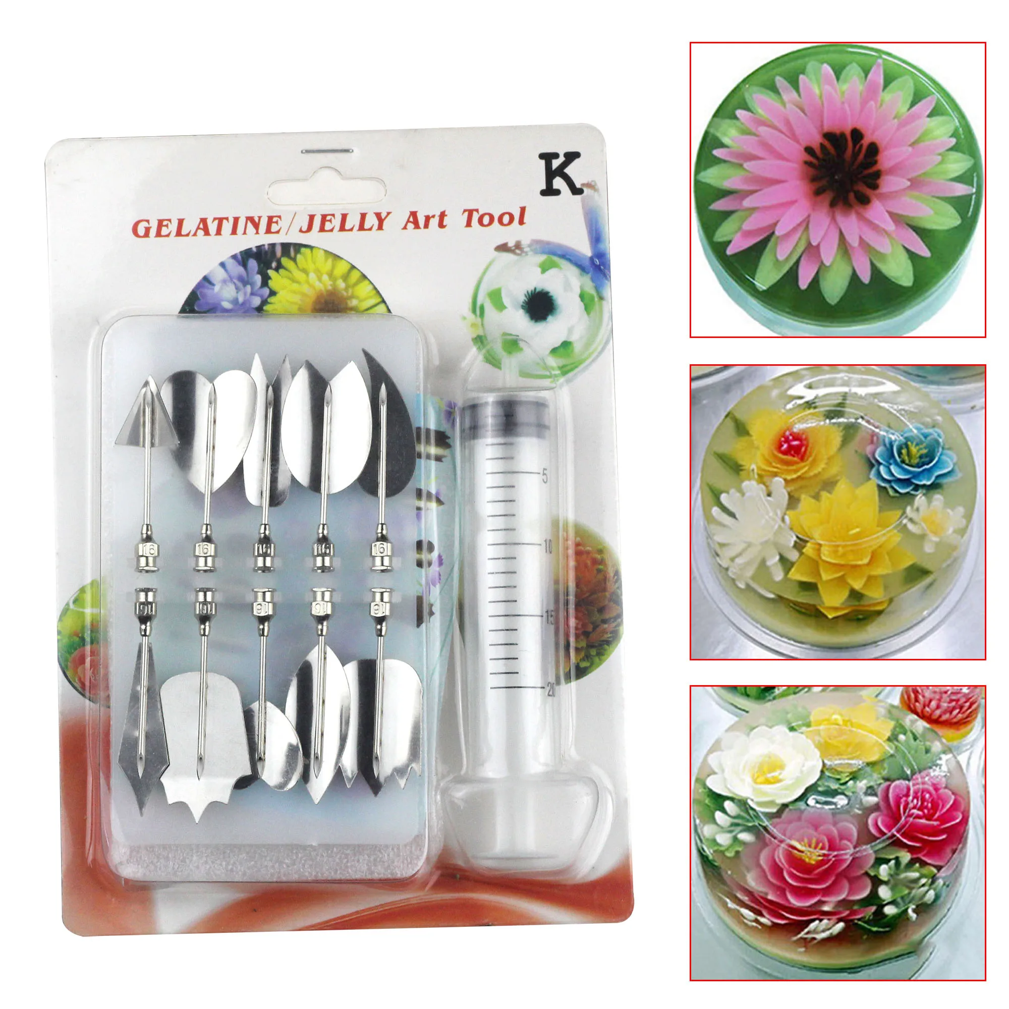3D Gelatin Jelly Flower Art Tools Jelly Cake Pudding Nozzle set Syringe jelly mold Cake Decorating Tools