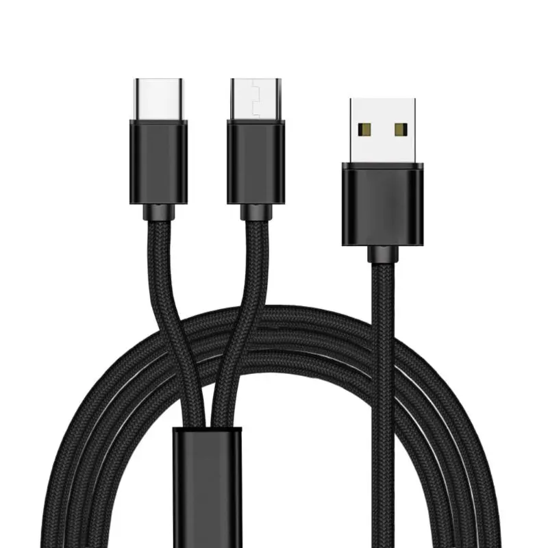 4NB101846-BK 2в1 Универсальный Micro usb type C зарядный кабель провод для Samsung Oneplus Xiaomi Huawei ZTE sony htc Android мобильный телефон планшет - Цвет: 4NB101846-BK
