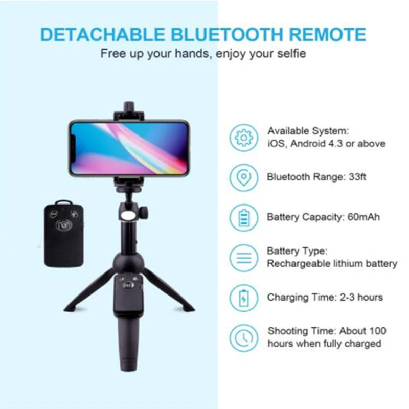 Беспроводная мини селфи палка 3 в 1 с Bluetooth штатив монопод для iPhone Xs MAx X Andriod IOS Gopro Hero