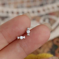 mini cute style silver color candy shape stud earrings shiny zircon 36mm earrings for women girls jewelry birthday gift