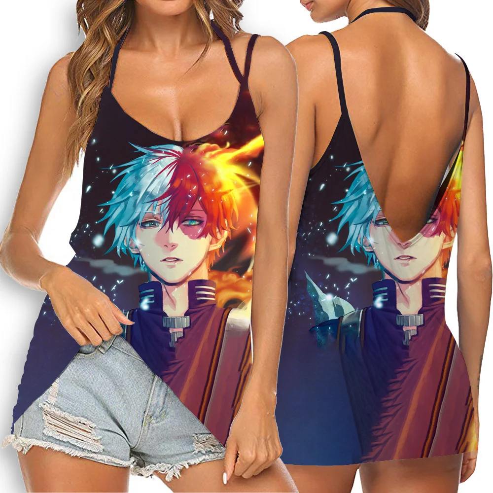 

Vest My Hero Academia Anime Cosplay Tank Top Sweet 3D Print Backless Loose Women Girl Crop Streetwear Sexy T-shirt 2021 Summer
