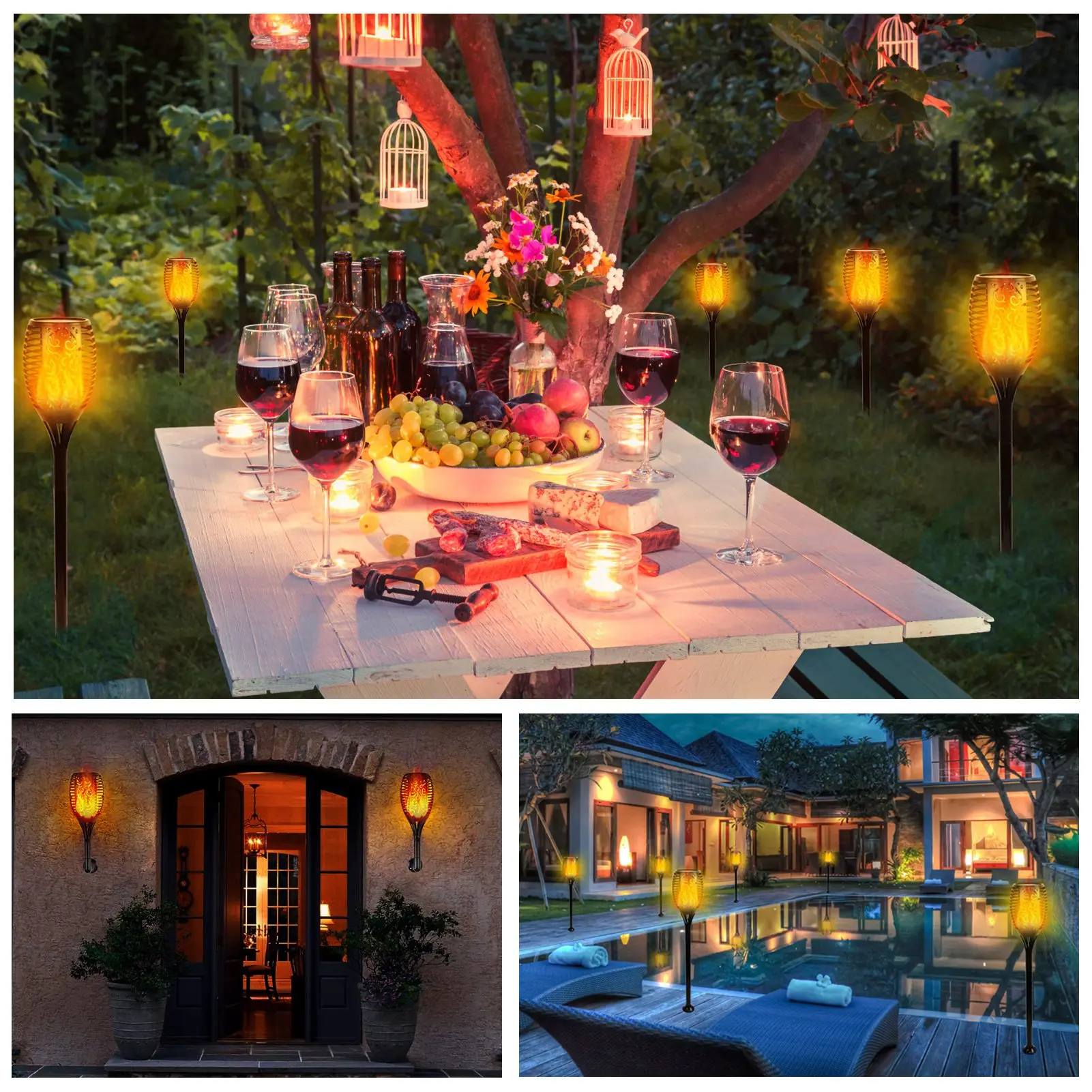 Водонепроницаемый светодиодный фонарик на солнечной батарее садовый