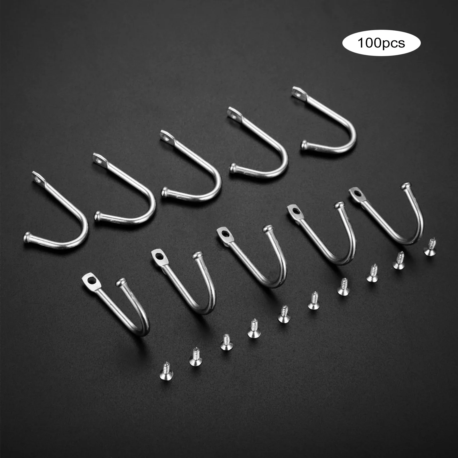 

100Pcs 34*24mm Zinc Alloy Small Wall Hooks Kitchen Bathroom Door Coat Hook Hanger Towel Clothes Handbag Hanger Hooks &100 Screws
