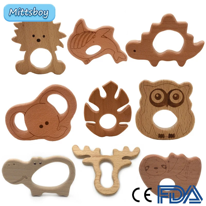 

Hot Baby Wooden Teethers Food Grade Beech Wood Animal Tortoise Koala Elephant Turtle Wooden Pacifier Wooden Teether Newborn Toy