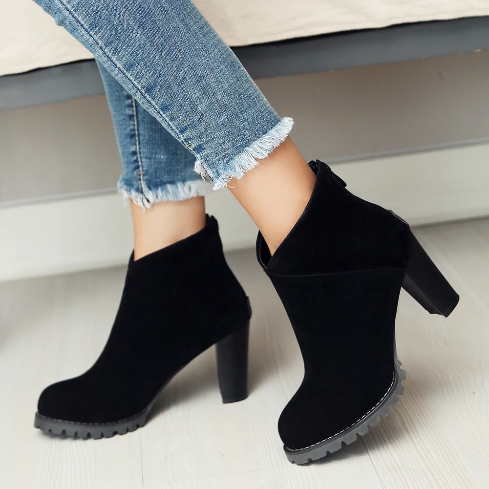 

Sarairis 2020 New Arrivals Platform Office Shoes Ladies Boots Woman Thick High Heels Zipper Big Size 43 Autumn Boots Female