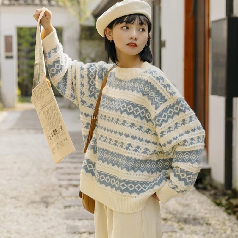 

CMAZ Women's Sweater Autumn and Winter 2020 New Loose Mori Artistic