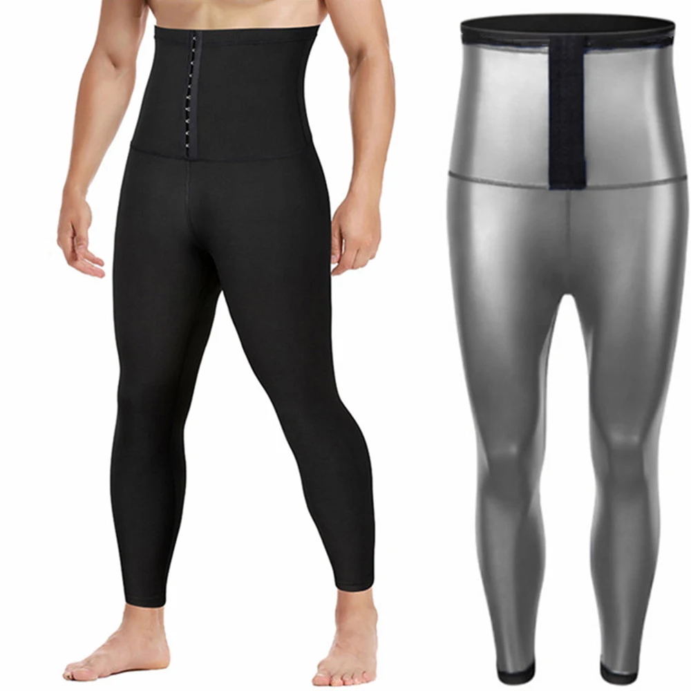 

Mens Body Shaper Abdomen Reducer Thermo Sauna Sweat Pants Waist Trainer Fat Burning Male Shapewear Fitness Leggings Leg Slimmer