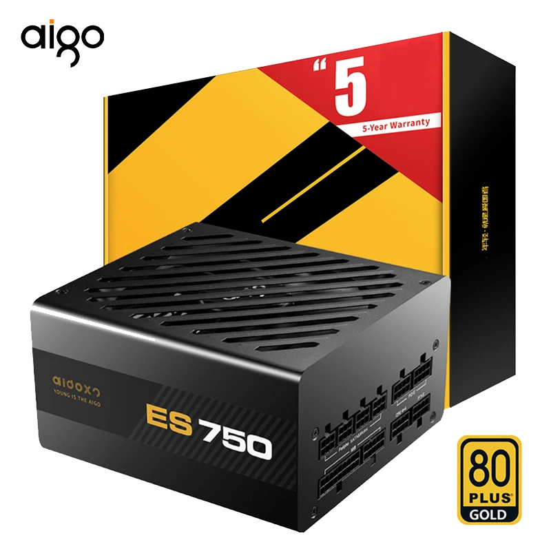 Aigo ES750 Atx Блок питания для ПК Psu игры Макс 850 Вт 80 плюс золотая медаль все модуль
