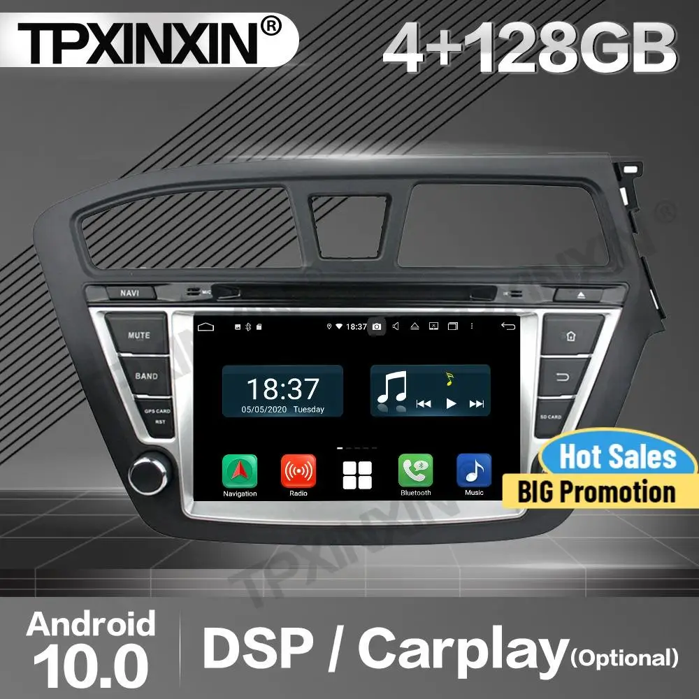 

Автомагнитола Carplay, 128 ГГц, 2 Din, стереоприемник, Android 10, для Hyundai I20 2018 IPS, GPS-навигатор, плеер, аудиомагнитофон, головное устройство