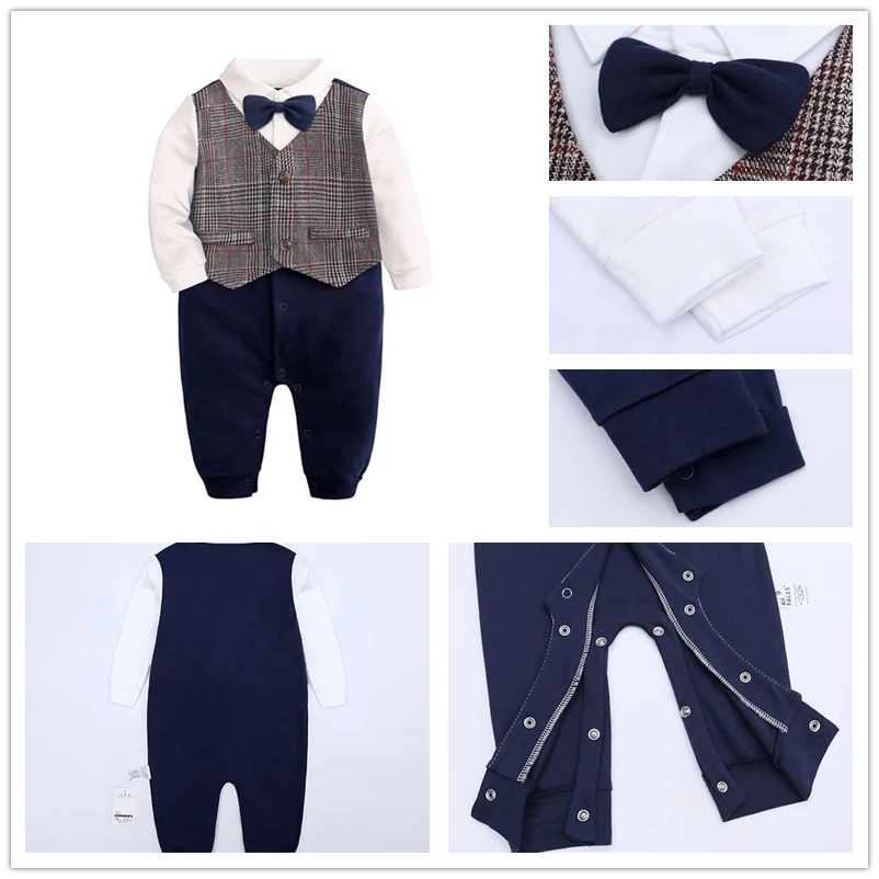 Модная одежда для новорожденных Для маленьких мальчиков джентльменский деловой