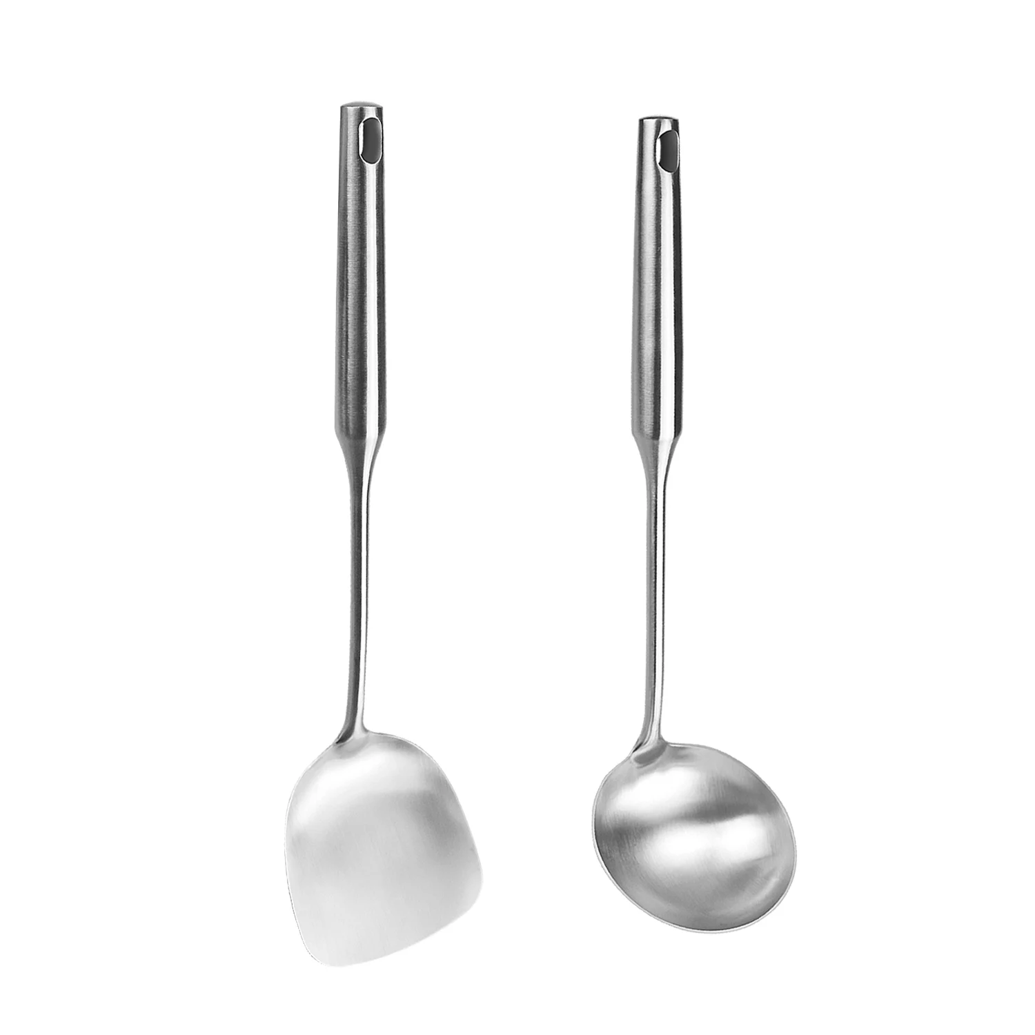 

Wok Spatula and ladle Tool Set, 304 Stainless Steel wok Spatula (14.5 inches spatula set 2 Pcs)
