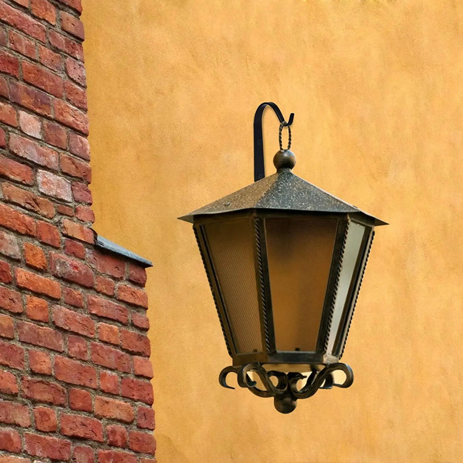 

METABLE 2 Black Metal Wrought Iron Heavy-Duty Hanging Hooks With 2 Flower Pot Chains For Hanging Flower Pot Lanterns