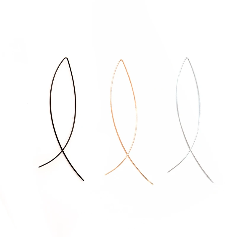 Модные женские геометрические серьги в форме рыбы для девушек простые медные