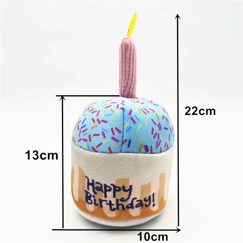 

Stuffed Dog Toy Cake Shape Bite-resistant Vocal Dog Birthday Party Props Interesting Small and Medium-sized Dog Interactive Toys