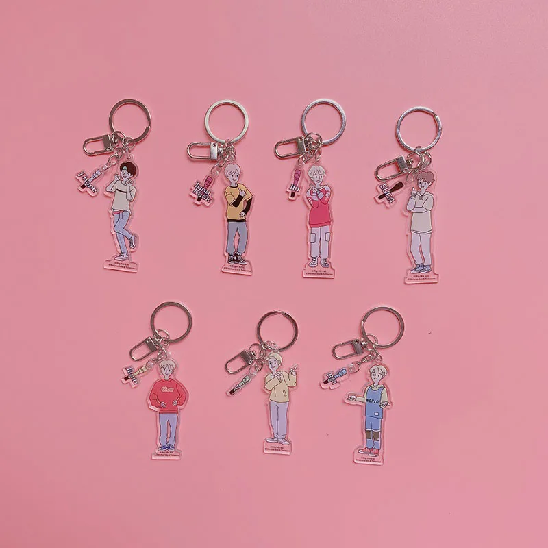 Bangtan мальчики мультфильм акриловый Jimin JIN SUGA JUNG KOOK Rap Monster стенд Рисунок Модель брелок для ключей сказать себя Декор J568