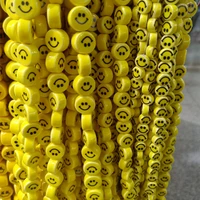 50pcs yellow smiling face ceramics beads 8mm 10mm 12mm loose spacer diy ceramic bead for jewelry bracelet necklace making